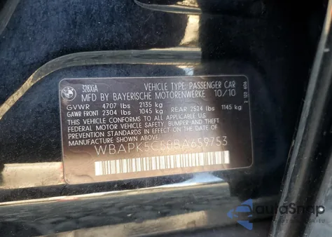 2011 BMW 328 Xi Sulev из США, поврежденный, VIN WBAPK5C50BA659753